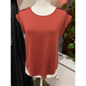New Glory Button Shoulder Blouse – Rust Orange – Size M